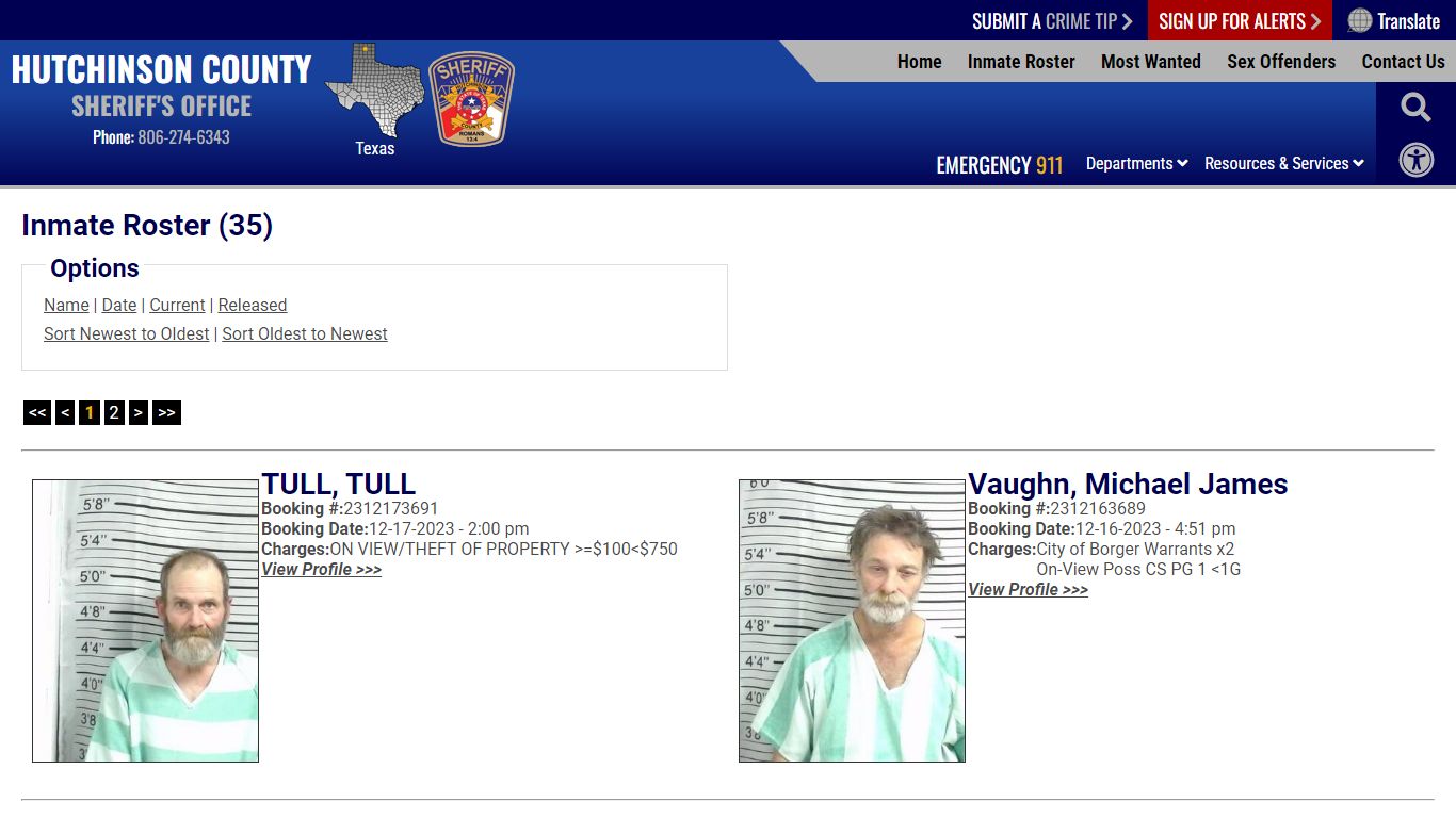 Inmate Roster (33) - Hutchinson County Sheriff TX
